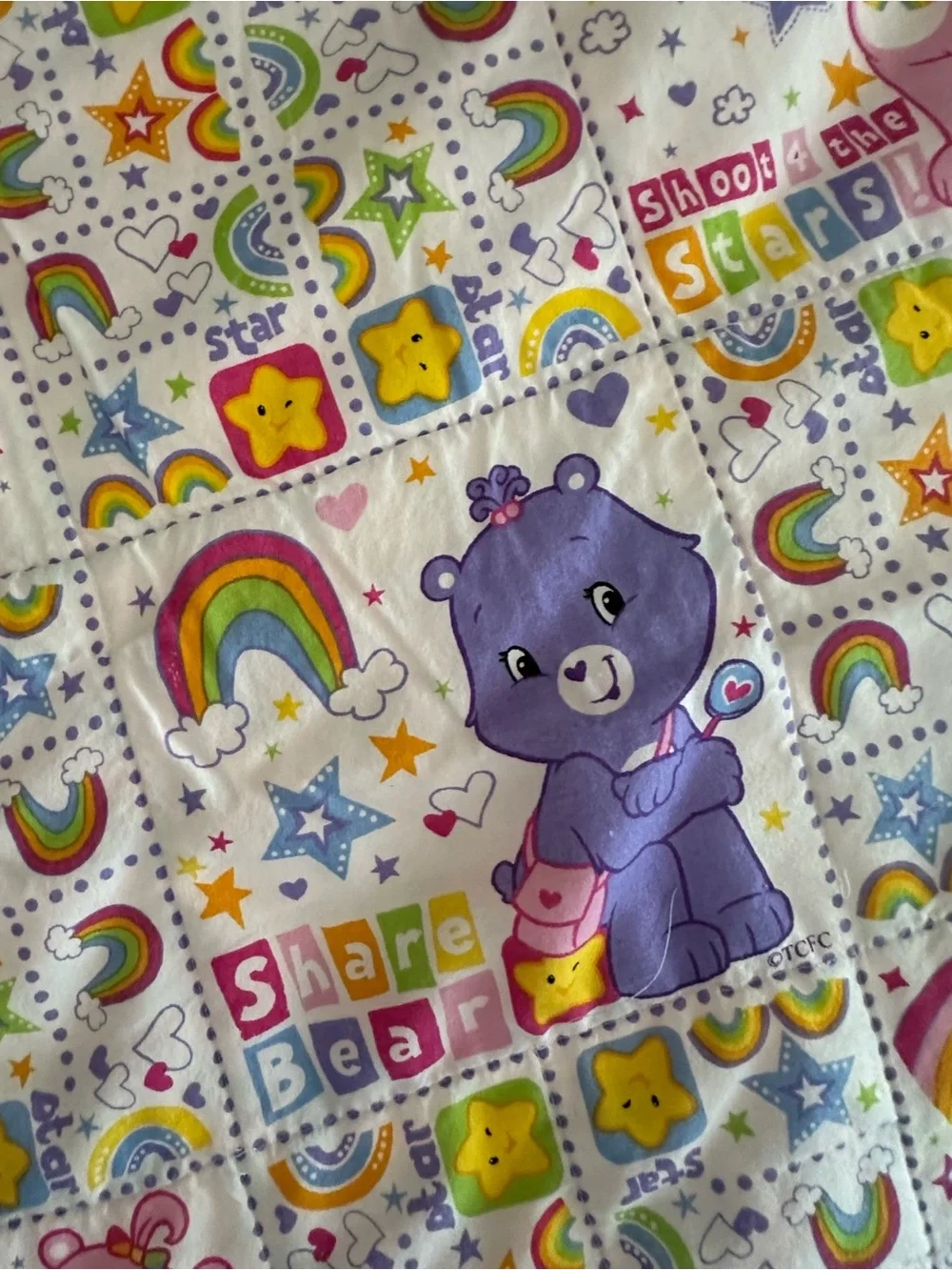 Handmade Care Bear quilt